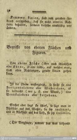 Begriffe von ebenen Flächen und Figuren