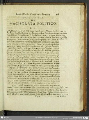 Locus XXI. De Magistratu Politico