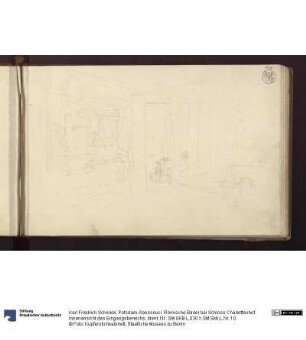 Potsdam-Sanssouci. Römische Bäder bei Schloss Charlottenhof. Innenansicht des Eingangsbereichs