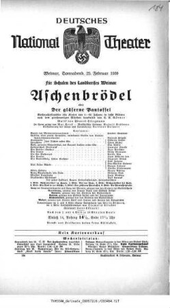 Aschenbrödel oder Der gläserne Pantoffel