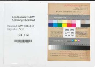 Entnazifizierung Emil Pick, geb. 18.04.1909 (Tischler)