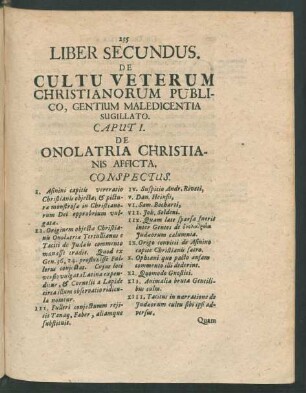 Liber Secundus. De Cultu Veterum Christianorum Publico, Gentium Maledicentia Sugillato.