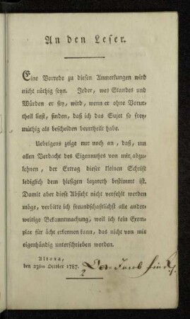 An den Leser.