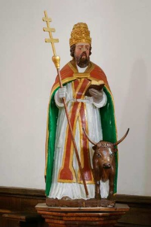 Frankreich. Pays de la Loire. Loire Atlantique. La Chapelle des Marais. Parc Naturel Regional de Briere. Kirche. Heiliger Kornelius. Schutzpatron aller gehörnten Tiere
