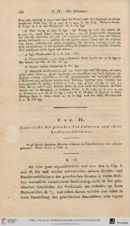 Cap. IV: Uebersicht der griechischen Colonien und ihrer Rechtsverhältnisse