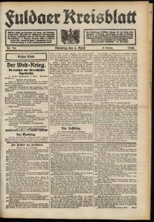 Erste Ausgabe vom Dienstag, den 04. April 1916.