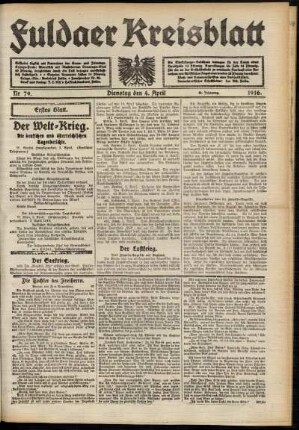 Erste Ausgabe vom Dienstag, den 04. April 1916.