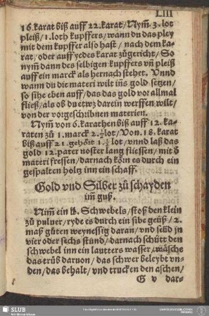 Gold und Silber zu schayden im[m] guß