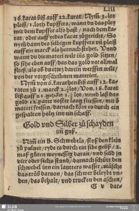 Gold und Silber zu schayden im[m] guß