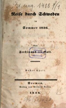 Reise durch Schweden im Sommer 1836, 1