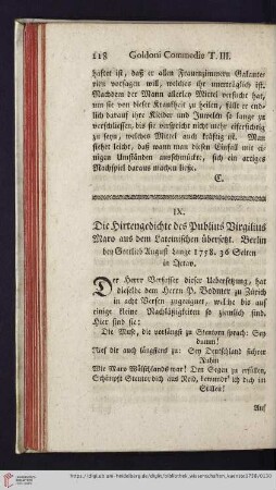 3: [Rezension von: Die Hirtengedichte des Publius Virgilius Maro aus dem Lateinischen übersetzt. Berlin, 1758]