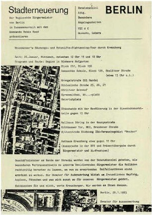 Flugschrift: Weizsäcker&rsquo;s Räumungs- und Rotstift-Sightseeing-Tour durch Kreuzberg 1983