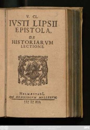 Iusti Lipsii Epistola, De Historiarum Lectione