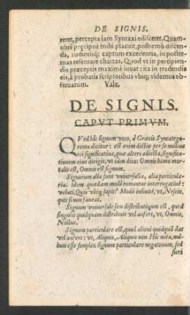 De Signis. Caput Primum.