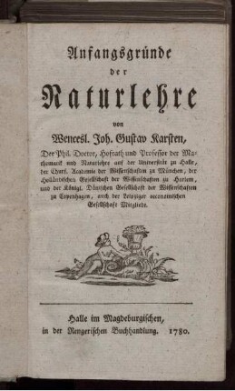Anfangsgründe der Naturlehre