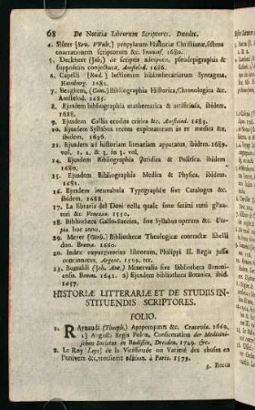 68-85, Historiae Litterariae De Studiis Instituendis Scriptores.