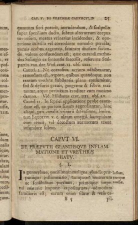 Caput VI. De Præputii Glandisque Inflammatione Et Vrethræ Hiatv.