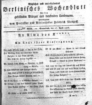 382stes Stueck, 27. April 1816