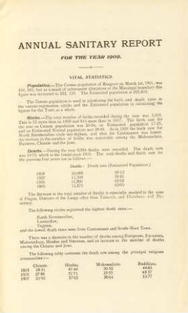 Annual sanitary report for the year 1909.