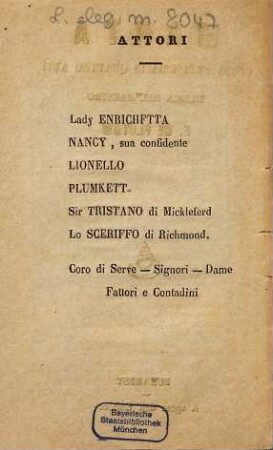 Marta : opera semiseria in quattro atti
