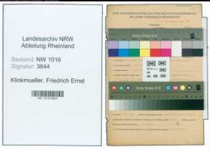 Entnazifizierung Friedrich Ernst Klinkmueller , geb. 04.08.1906 (Zollsekretaer)