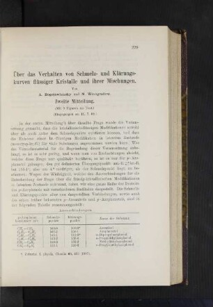 Über das Verhalten von Schmelz- und Klärungskurven flüssiger Kristalle und ihrer Mischungen.