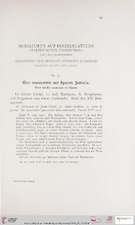 Miniaturen italienischen Ursprunges XIV.-XVI. Jahrhundert (Nr. 51 - 61)