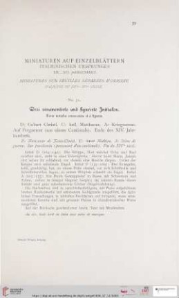 Miniaturen italienischen Ursprunges XIV.-XVI. Jahrhundert (Nr. 51 - 61)