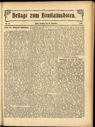 Zweite Ausgabe vom Sonntag, den 13. September 1908.