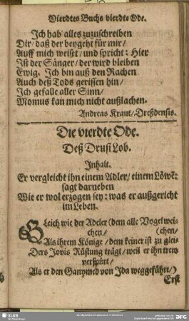 Die vierdte Ode. Deß Drusi Lob