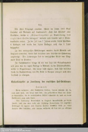 VII. Abschnitt. Gedankenzettel zu Ausübung des englischen Hufbeschlages (Broschüre) ...