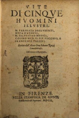 Vite di cinque huomini illustri