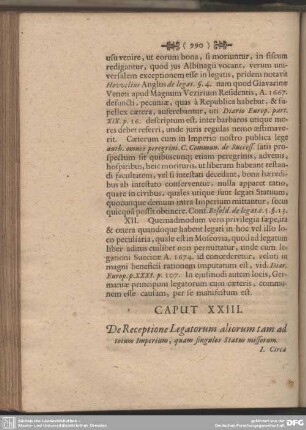 Caput XXIII. De Receptione Legatorum aliorum tam ad totum Imperium, quam singulos Status missorum