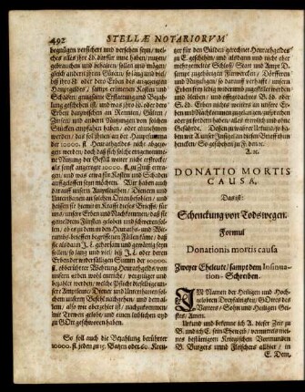 Donatio Mortis Causa., Das ist: Schenckung von Todswegen.