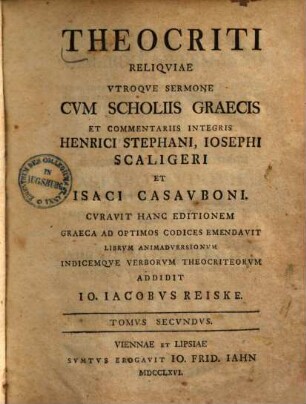 Theocriti reliquiae, 2