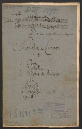 Sonaten; ob, violetta, vla da braccio, bc; Es-Dur