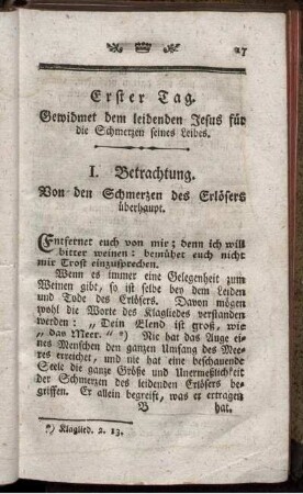I. Betrachtung. Von den Schmerzen des Erlösers überhaupt.