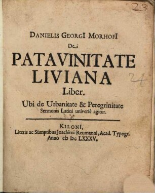 De Patavinitate Liviana Liber