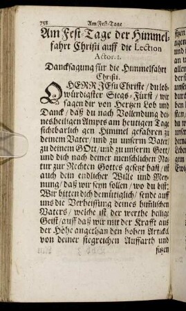 Am Fest-Tage der Himmelfahrt Christi [...]