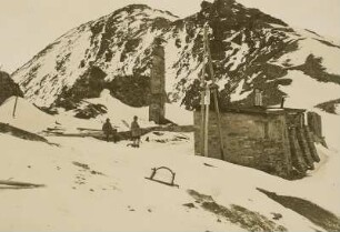 Italien. Ortlergruppe. Hallesche Hütte am Eisseepass (im 1. Weltkrieg zerstört)