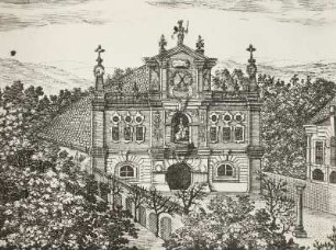 Dresden. Reithaus von W. C. Klengel. Kupferstich von Troschel. Ansicht der Hauptfassade, aus: Weck'sche Chronick 1679
