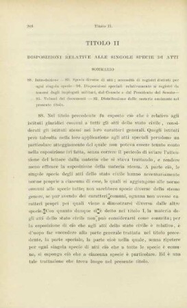 Titolo II. Disposizioni relative alle singole specie di atti