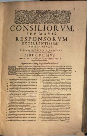 Consiliorum sive responsorum opus, 1