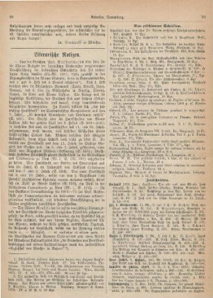69-71 Literarische Notizen