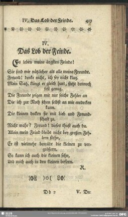IV. Das Lob der Feinde