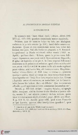 16: Ad inscriptiones Rhodias ineditas supplementum