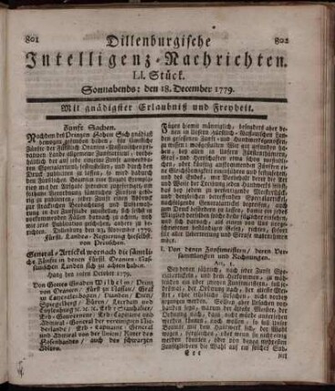 LI. Stück. Sonnabends: den 18. December 1779.