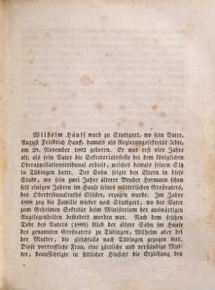 Wilhelm Hauff's sämmtliche Werke : mit des Dichters Leben, 1. Band