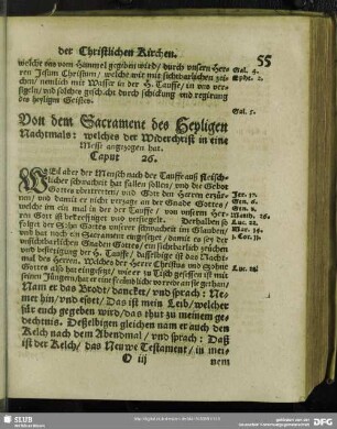 Von dem Sacrament des Heyligen Nachtmals: welches der Widerchrist in eine Messe angezogen hat. Caput 26.