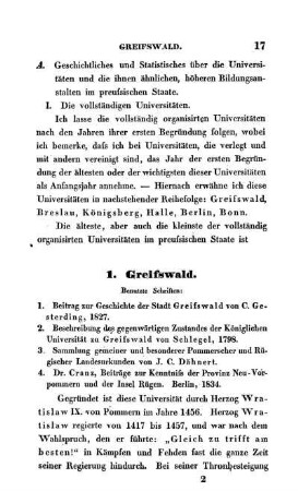 I. Die vollständigen Universitäten.